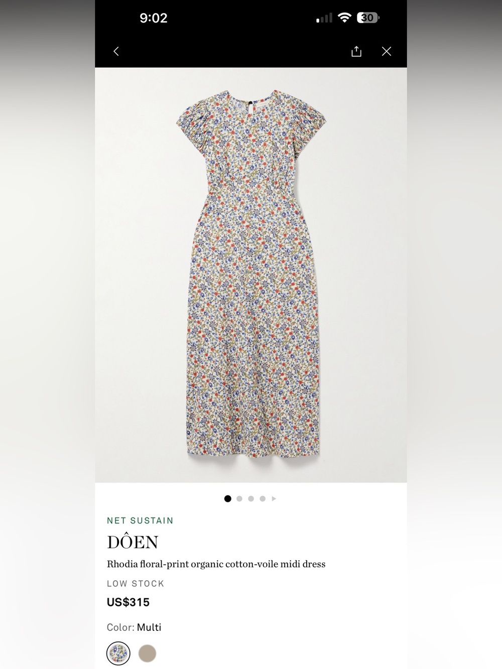 DÔEN Rhodia floral-print organic cotton-voile midi dress